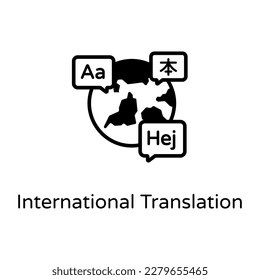 Language translation, solid style icon with download facility 