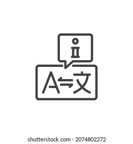 Language translator info line icon. linear style sign for mobile concept and web design. Detect language outline vector icon. Symbol, logo illustration. Vector graphics