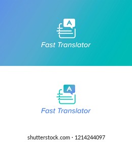 Language translator logo with neat outline and gradient accent in vector isolated