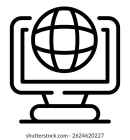 Language translator monitor icon. Outline language translator monitor vector icon for web design isolated on white background