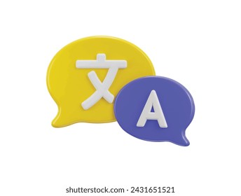 Language translator symbol of user communication language icon 3d rendering vector illustration