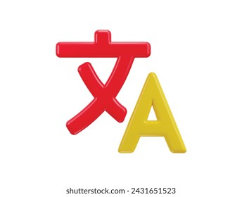 Language translator symbol of user communication language icon 3d rendering vector illustration