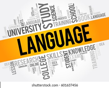 LANGUAGE word cloud collage, education concept background