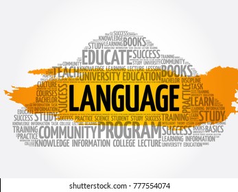 LANGUAGE word cloud collage, education concept background