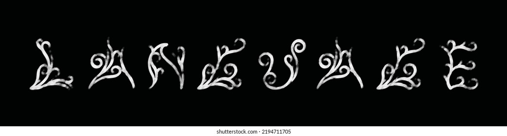 Language word splatter vector typography. Isolated in black background. Vector set for vintage lifestyle, like words design for clothing, badge, sticker, and wallpaper