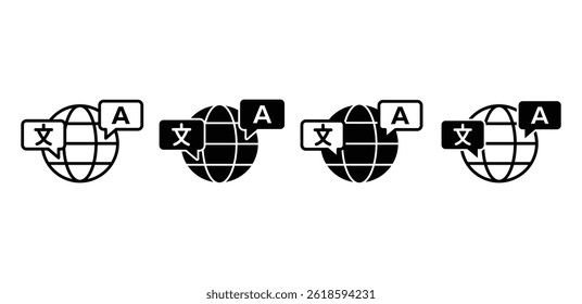 Idioma Ícones do mundo Comunicação global Símbolos Vetor Design Ilustração