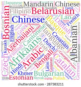 language  in the World related word cloud background