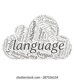 language  in the World related word cloud background