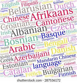 language  in the World related word cloud background