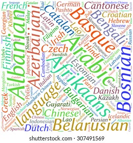 language  in the World related word cloud background