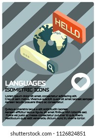 Languages color isometric poster