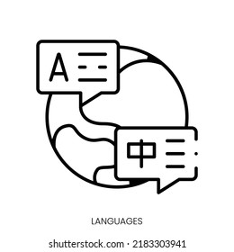 icono de idiomas. Signo de estilo lineal aislado en fondo blanco. Ilustración del vector