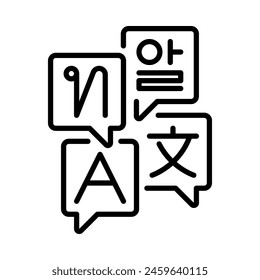 Languages icon. Outline style. Isolate on white background.