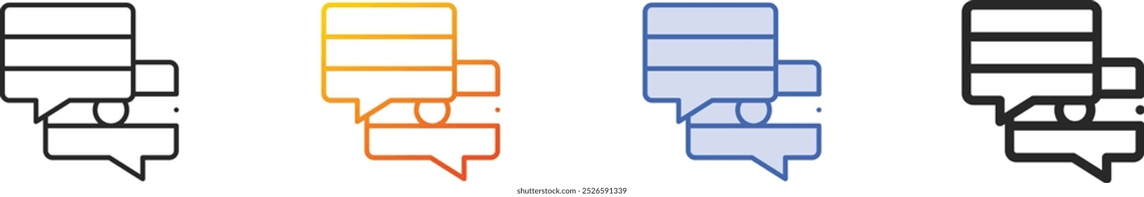 languages icon.Thin Linear, Gradient, Blue Stroke and bold Style Design Isolated On White Background