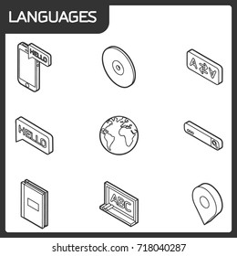 Languages outline isometric icons