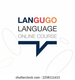 'LANGUGO' Online language course iconic logo. Fluent speaking foreign language. Concept of Online education logo. Vector illustration