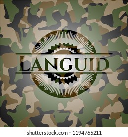 Languid on camouflaged pattern