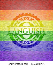 Languish emblem on mosaic background with the colors of the LGBT flag