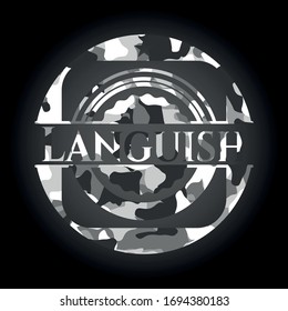 Languish grey camouflaged emblem. Vector Illustration.