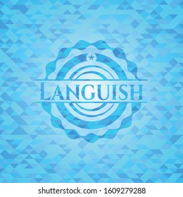 Languish light blue emblem with triangle mosaic background