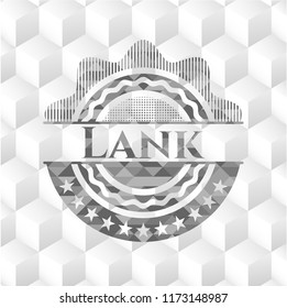 Lank grey emblem with cube white background