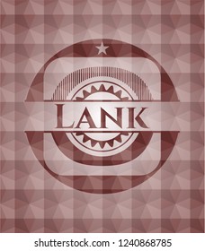 Lank red badge with geometric pattern background. Seamless.