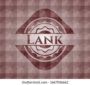 Lank red seamless badge with geometric background.