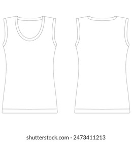 lank tank top vector custom template for teen. Woman Fitness Sport Tank Top