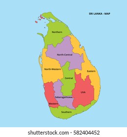 Lanka - Illustration Map with flat colors