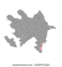 Lankaran district map, administrative division of Azerbaijan.