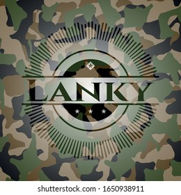Lanky on camouflage pattern. Vector Illustration. Detailed.