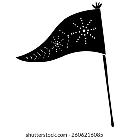 lanna flag with perforated pattern handrawn solid style illustration