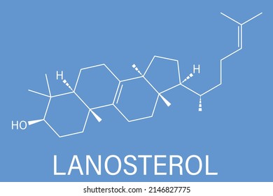 Lanosterol molecule. Investigated for treatment of cataract. Skeletal formula.