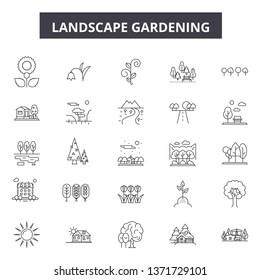 Lanscape Gardening Line Icons, Signs Set, Vector. Lanscape Gardening Outline Concept, Illustration: Deplant,garden,background,tree,landscape,nature