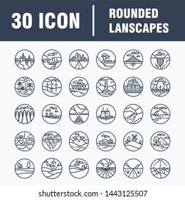 Lanscape gardening line icons, signs set, vector. Lanscape gardening outline concept, illustration: deplant,garden,background,tree,landscape,nature 