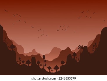 Lanscape mountains sunset vector wallpaper