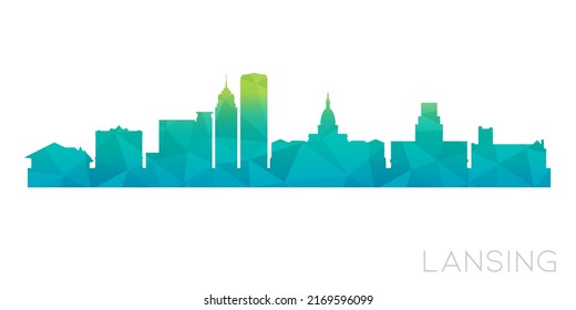 Lansing, MI, USA Low Poly Skyline Clip Art City Design. Geometric Polygon Graphic Horizon Icon. Vector Illustration Symbol.