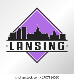 Lansing, MI, USA Skyline Logo. Adventure Landscape Design Vector Illustration.