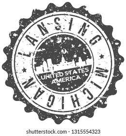 Lansing Michigan. City Skyline. Silhouette City. Design Vector. Famous Monuments.