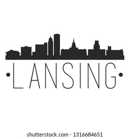 Lansing Michigan. City Skyline. Silhouette City. Design Vector. Famous Monuments.