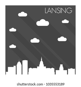 Lansing Michigan Skyline City Flat Silhouette Design Background