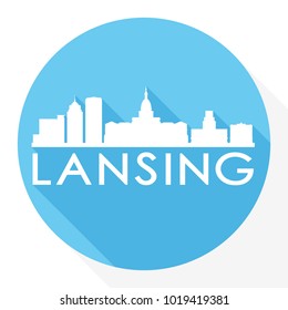 Lansing Michigan USA Flat Icon Skyline Silhouette Design City Vector Art Logo.