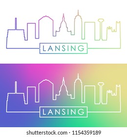 Lansing skyline. Colorful linear style. Editable vector file.