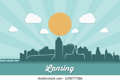 Lansing skyline - Michigan, United States of America, USA - vector illustration