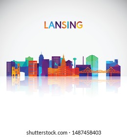 Lansing skyline silhouette in colorful geometric style. Symbol for your design. Vector illustration.