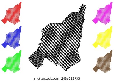 Lansingerland municipality (Kingdom of the Netherlands, Holland, South Holland or Zuid-Holland province) map vector illustration, scribble sketch map