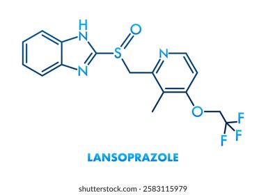 Lansoprazole Molecular Structure with Chemical Formula on White Background