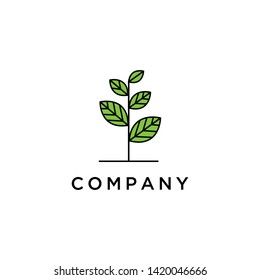 lant thin line icon isolated on white background. Thin line foliage icon. Tree branch with leaves. Vector illustration. - Vector