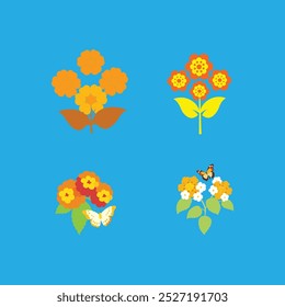 The "Lantana Butterfly Flower vector art illustration" is a vibrant, digital graphic design featuring a detailed vector representation of the Lantana flower, often attracting butterflies.