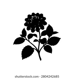 Lantana Flower silhouette icon vector flat design.